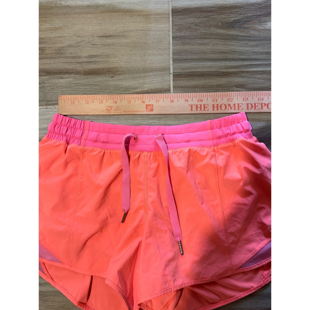 Lululemon Hotty Hot Low-Rise Lined Running Shorts Neon Orange Pink Size 8 - Picture 5 of 6
